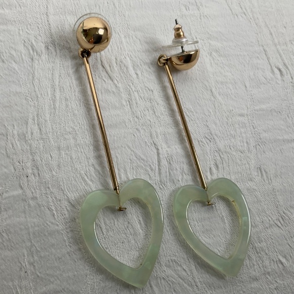 Drop Earrings Pierced Open Heart - Picture 5 of 10
